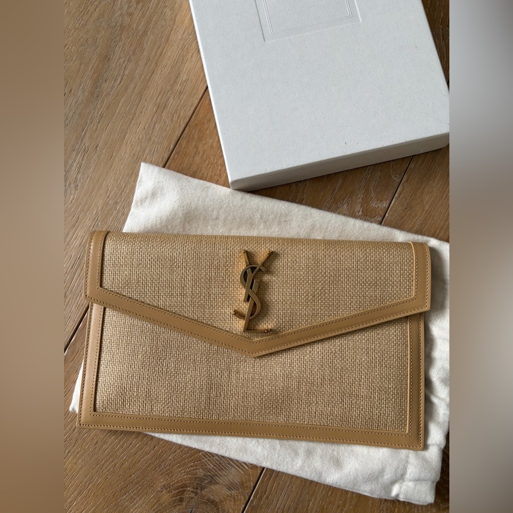 Saint Laurent Beige and Tan Clutch